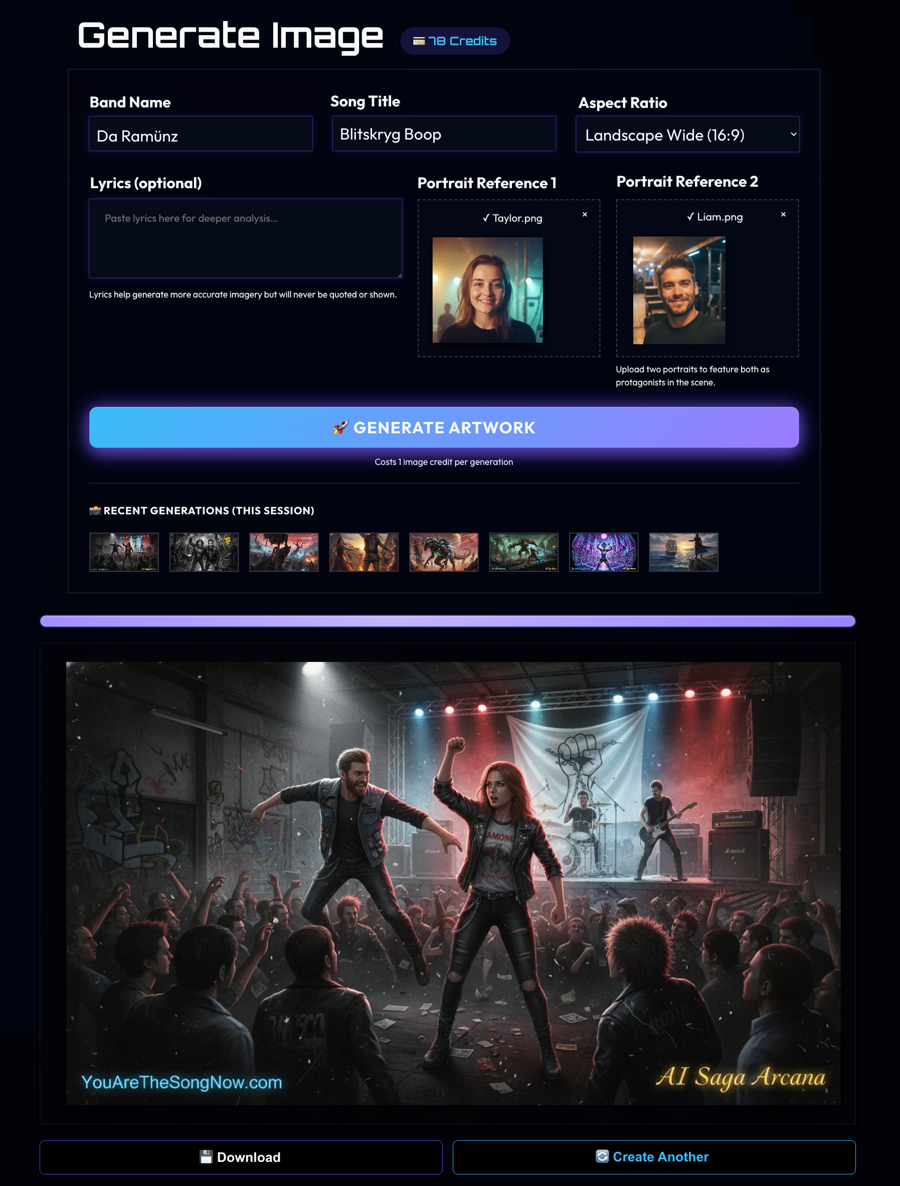 AI Saga Arcana Image Generation Page Preview